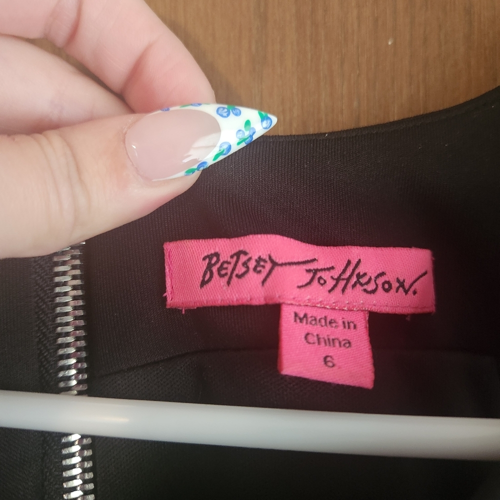 Betsey Johnson Black Mini Dress with Silver Pattern - Picture 2 of 4